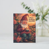 Geburtstagskarte von Gnome für Oma Postkarte (Stehend Vorderseite)
