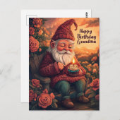 Geburtstagskarte von Gnome für Oma Postkarte (Vorne/Hinten)