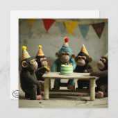 Geburtstagskarte von niedlichen Affen (Vorne/Hinten)