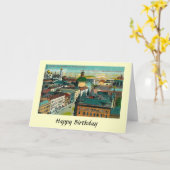 Geburtstagskarte - Warschau, Polen Karte (Gelbe Blume)