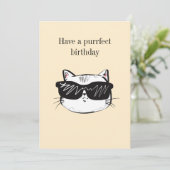 Geburtstagskarte zu einer lustigen Katze Einladung (Stehend Vorderseite)