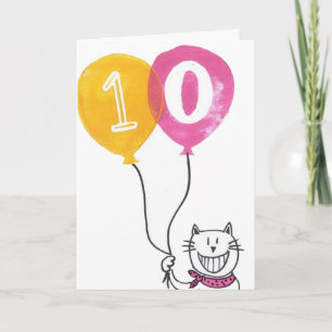 Geburtstagskarte zum 10. Geburtstag - Freche Katze Karte