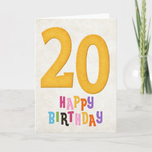 Geburtstagskarte zum 20. Geburtstag Design 2 Karte