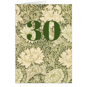 Geburtstagskarte zum 30. mit Blumendesign und Falz