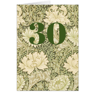 Geburtstagskarte zum 30. mit Blumendesign und Falz
