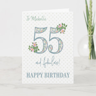 Geburtstagskarte zum 55. mit floralem Muster und P Karte