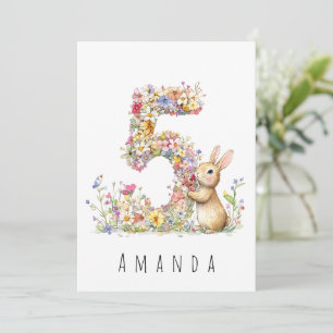 Geburtstagskarte zum 5. Geburtstag mit Osterhasen- Einladung