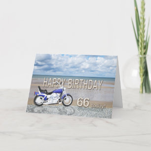 Geburtstagskarte zum 66. mit einem Motorrad Karte