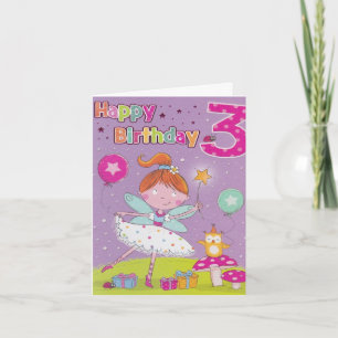 Geburtstagskarte zum dritten Geburtstag für Mädche Karte