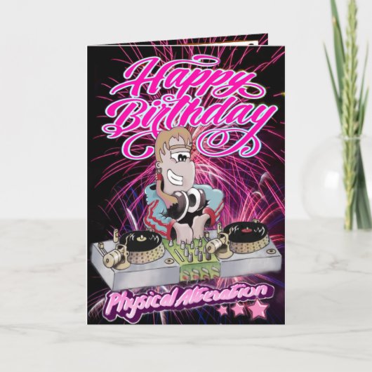 Geburtstagskartei Girl DJ Karte (Vorderseite)