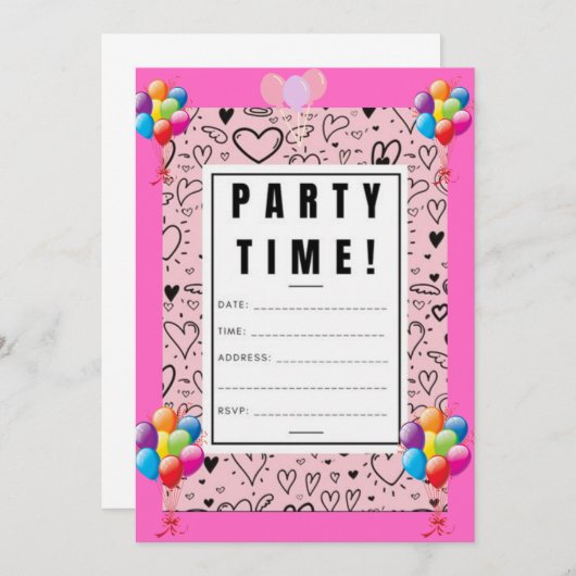 Geburtstagskarten Einladung (Vorne/Hinten)