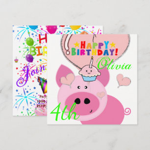 Geburtstagskarten-Einladung Schwein Einladung