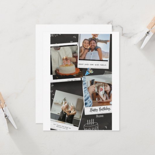 Geburtstagskarten Foto quadratische Form Collage (Vorderseite/Rückseite Beispiel)