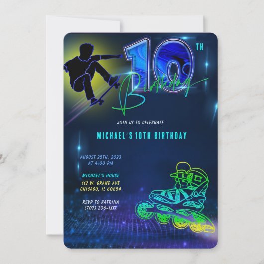 Geburtstagskarten für 10-jährige Jungen Einladung (Vorderseite)