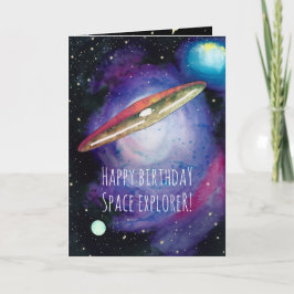 Geburtstagskarten für Kinder, die den Weltraum Lie Karte