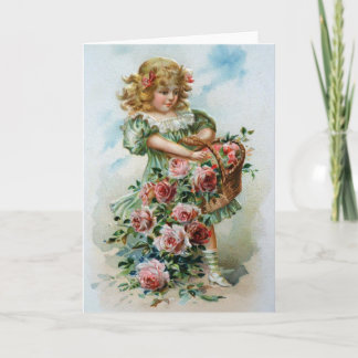 Geburtstagskarten-Grüße Rosen viktorianisches Mädc Karte