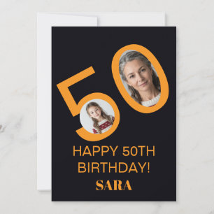 Geburtstagskarten Schwarz Gold 50. Foto-Design Karte