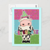 Geburtstagskarten von Kuh und Porto Postkarte (Vorne/Hinten)