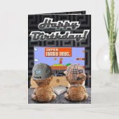 Geburtstagskartenbären spielen Mario Karte (Vorderseite)