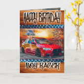 Geburtstagskartenjunge Racer Karte (Gelbe Blume)