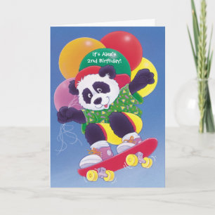 Geburtstagskateboard Panda personalisierbare Einla Einladung
