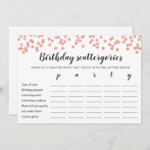 Geburtstagskattergorien-Spielkarte Einladung (Vorne/Hinten)