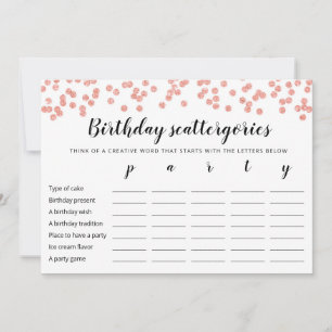 Geburtstagskattergorien-Spielkarte Einladung