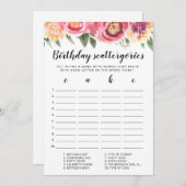 Geburtstagskattergorien-Spielkarte Einladung (Vorne/Hinten)