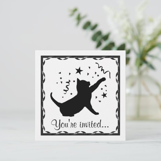 Geburtstagskatze anpassbar einladung (Stehend Vorderseite)