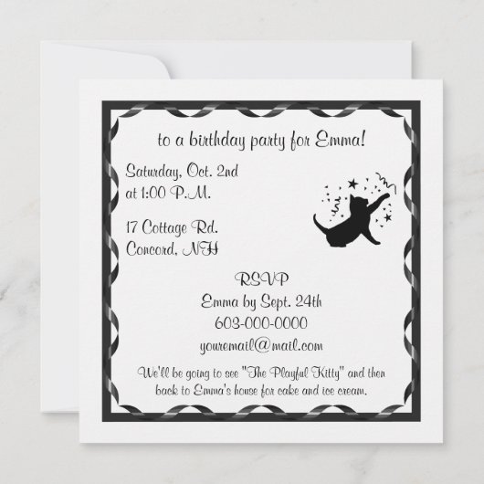 Geburtstagskatze anpassbar einladung (Rückseite)