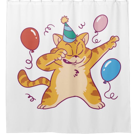 Geburtstagskatze Duschvorhang (Vorderseite)