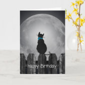 Geburtstagskatze im Mondschein Karte (Gelbe Blume)