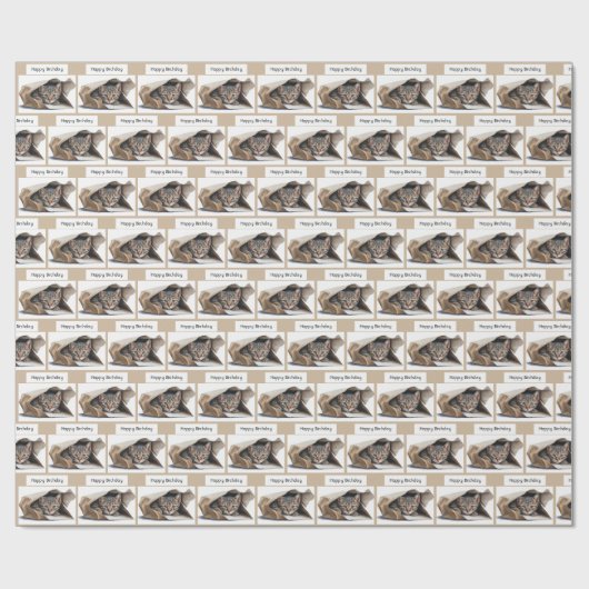 Geburtstagskatze in Papiertasche Geschenkpapier (Flach)