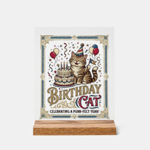 Geburtstagskatze Katze Geburtstagsalter Vintage-Ve Acrylschild
