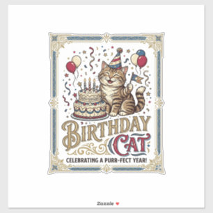Geburtstagskatze Katze Geburtstagsalter Vintage-Ve Aufkleber