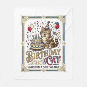 Geburtstagskatze Katze Geburtstagsalter Vintage-Ve Fleecedecke