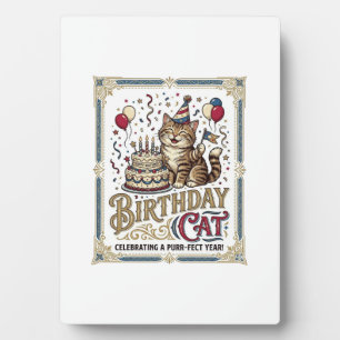 Geburtstagskatze Katze Geburtstagsalter Vintage-Ve Fotoplatte