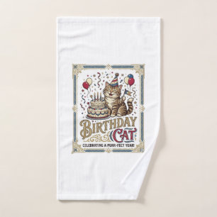 Geburtstagskatze Katze Geburtstagsalter Vintage-Ve Handtuch