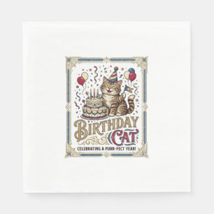 Geburtstagskatze Katze Geburtstagsalter Vintage-Ve Serviette