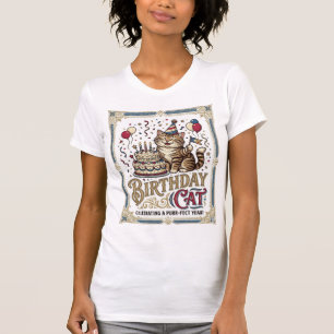 Geburtstagskatze Katze Geburtstagsalter Vintage-Ve T-Shirt