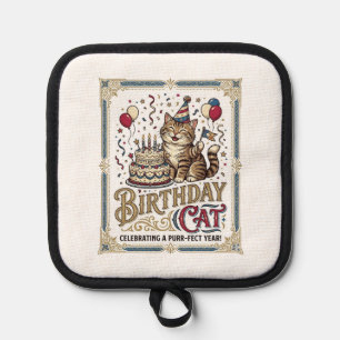 Geburtstagskatze Katze Geburtstagsalter Vintage-Ve Topflappen
