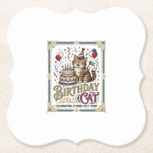 Geburtstagskatze Katze Geburtstagsalter Vintage-Ve Untersetzer