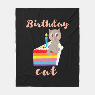 Geburtstagskatze - Kawaii, graue Katze Geburtstag Fleecedecke