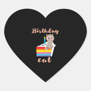 Geburtstagskatze - Kawaii, graue Katze Geburtstag Herz-Aufkleber