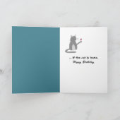 Geburtstagskatze mit Glas Rotwein Karte (Innenseite)