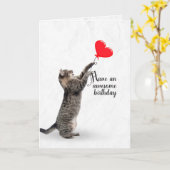 Geburtstagskatze mit Herzballon Karte (Gelbe Blume)