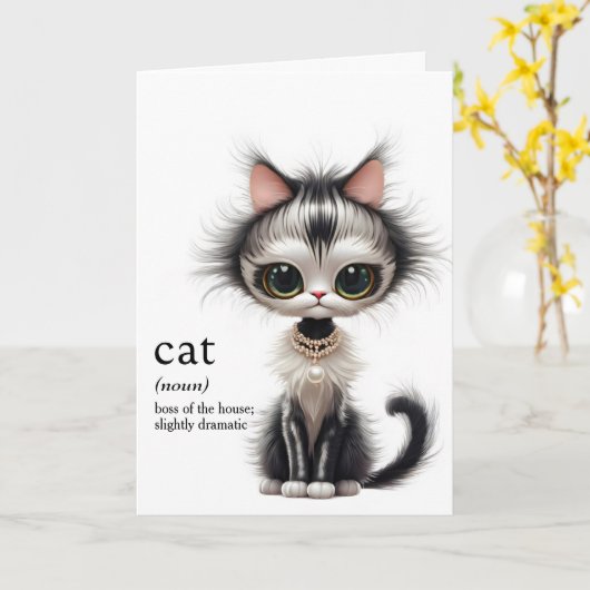 Geburtstagskatze mit Perlklee Karte (Gelbe Blume)