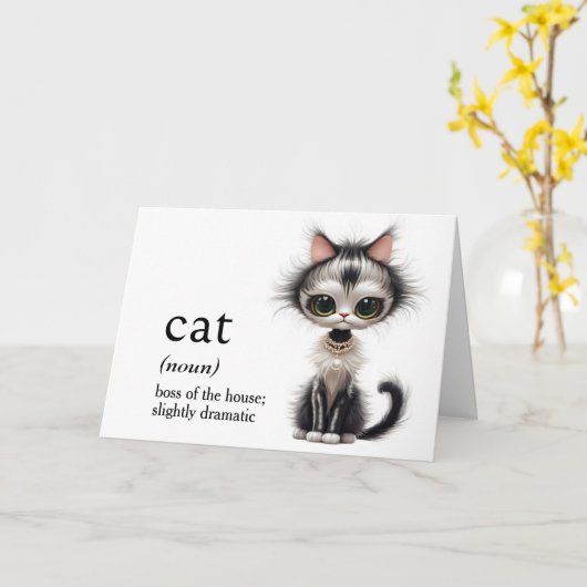 Geburtstagskatze mit Perlklee Karte (Gelbe Blume)