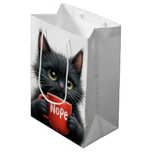 Geburtstagskatze mit roter Tasse Mittlere Geschenktüte