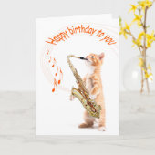 Geburtstagskatze mit Saxofoon Karte (Gelbe Blume)